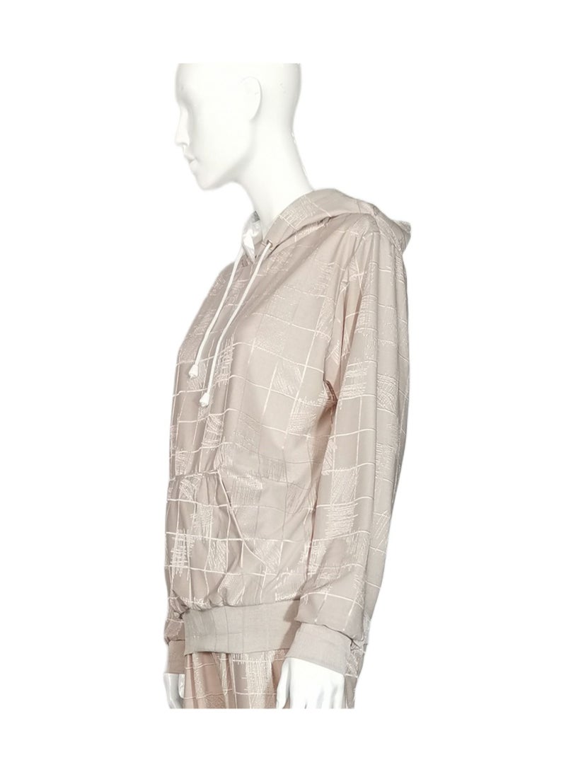 Sana'a Kayum Champagne Jacquard Textured Hoodie And Track Set  - Image 4