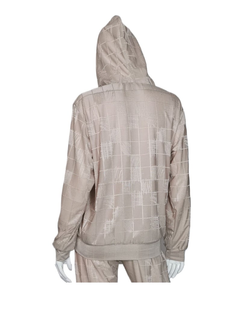 Sana'a Kayum Champagne Jacquard Textured Hoodie And Track Set  - Image 5