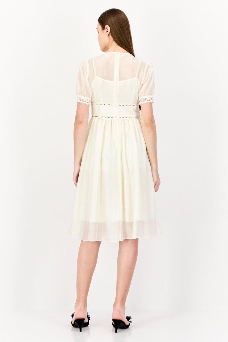 STEVE MADDEN Women Pointelle Midi Dress, Off White  - Image 4