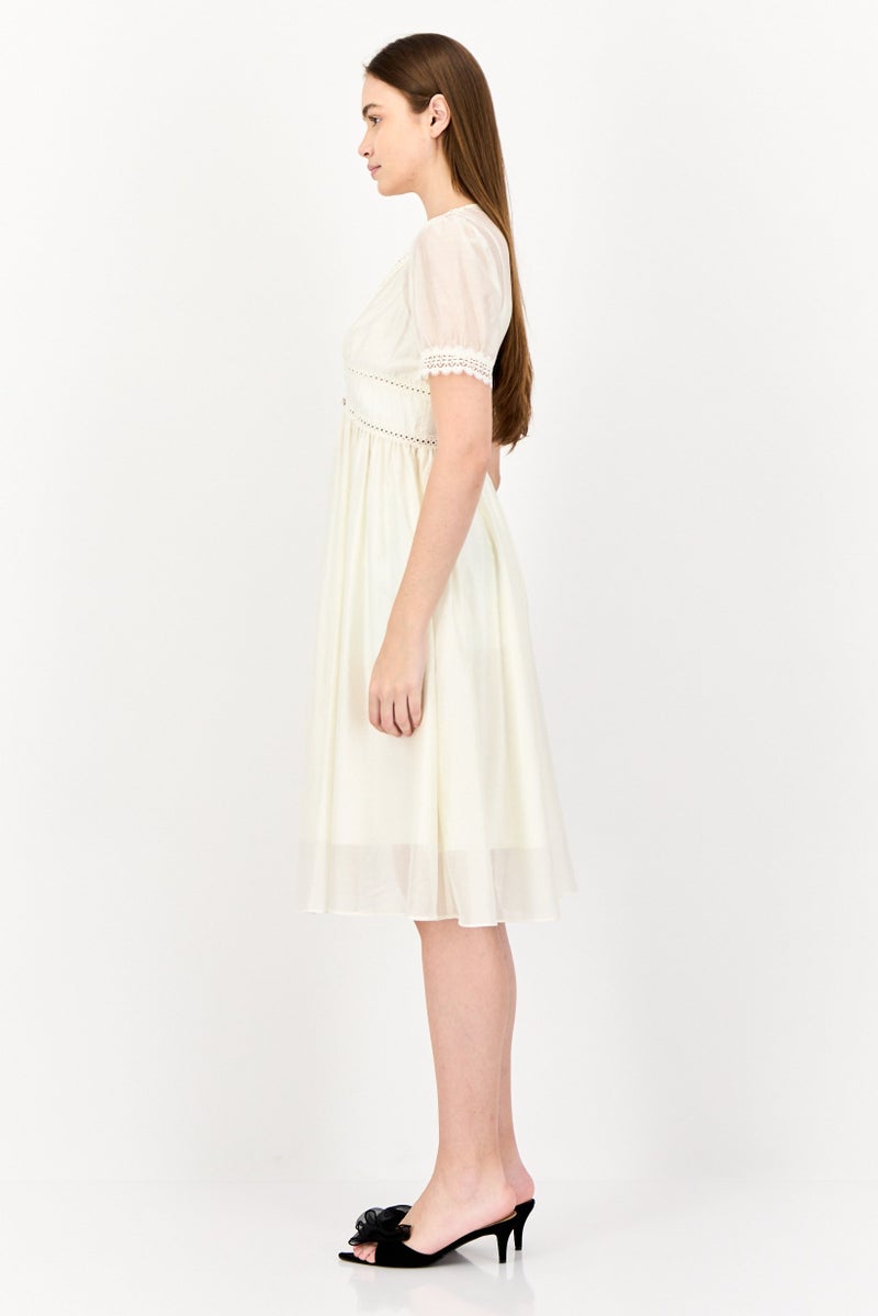 STEVE MADDEN Women Pointelle Midi Dress, Off White  - Image 3