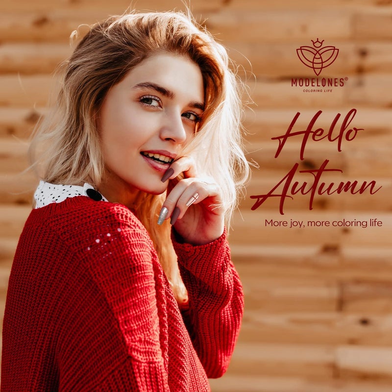 Modelones Gel Nail Polish Set, Fall Winter 6 Colors Gold Glitter Brown Nail Polish Gel, Soak OFF LED Gel Nail Kit Manicure Nail Art Manicure DIY Home Salon Gift for Women Mom - Image 5