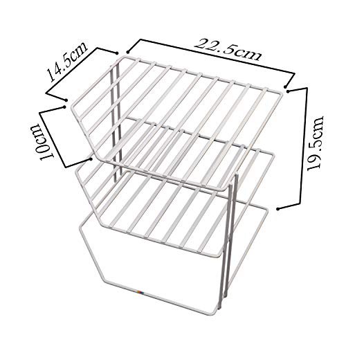Livzing 3-Tier Kitchen Steel Corner Shelf Dish Rack countertop Stand -Plate/Tray/Pan/Pot Storage Organiser for Home Kitchen Pantry Cabinet (White), Metal - Image 2