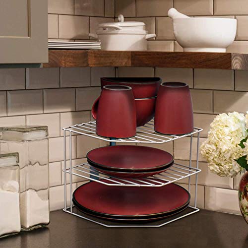 Livzing 3-Tier Kitchen Steel Corner Shelf Dish Rack countertop Stand -Plate/Tray/Pan/Pot Storage Organiser for Home Kitchen Pantry Cabinet (White), Metal - Image 5