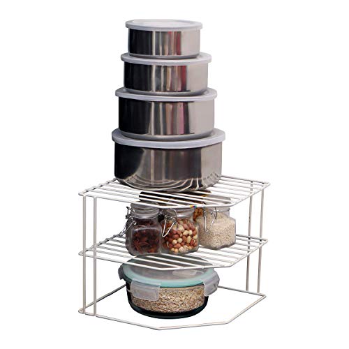 Livzing 3-Tier Kitchen Steel Corner Shelf Dish Rack countertop Stand -Plate/Tray/Pan/Pot Storage Organiser for Home Kitchen Pantry Cabinet (White), Metal - Image 3