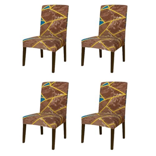 Homerz Premium Pack of 4 Elastic Stretchable Dining Chair Cover, Removable Washable Elastic Floral Printed Dining Chair Covers seat Cushion pad Wooden (Granite, Pack of 4) - Image 1