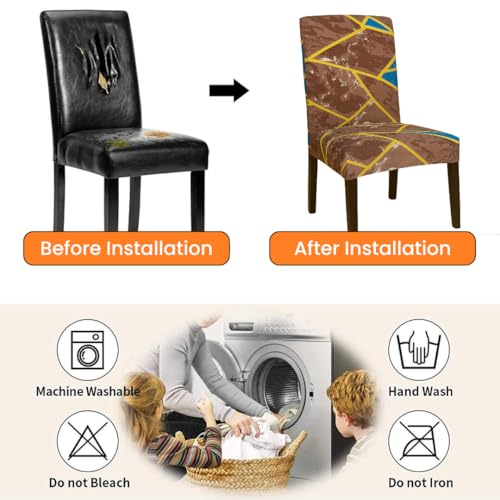 Homerz Premium Pack of 4 Elastic Stretchable Dining Chair Cover, Removable Washable Elastic Floral Printed Dining Chair Covers seat Cushion pad Wooden (Granite, Pack of 4) - Image 3