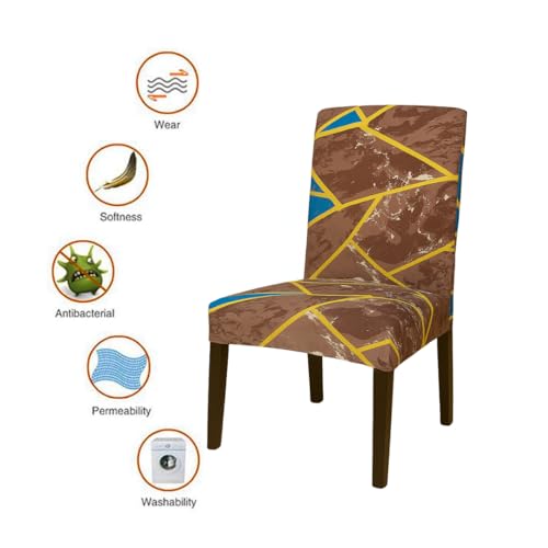 Homerz Premium Pack of 4 Elastic Stretchable Dining Chair Cover, Removable Washable Elastic Floral Printed Dining Chair Covers seat Cushion pad Wooden (Granite, Pack of 4) - Image 4