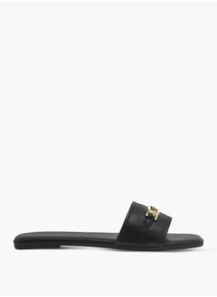 Flora Bella By Shoexpress Women Solid Slip-On Flat Sandals with Metal Accent  - Image 3