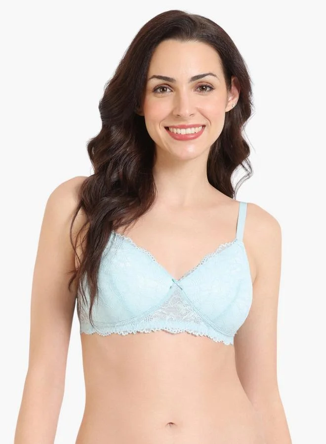 zivame Zivame Lace Detail Demi Bra with Hook and Eye Closure