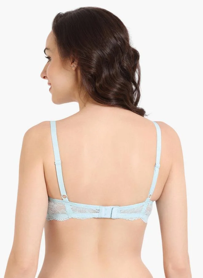 zivame Zivame Lace Detail Demi Bra with Hook and Eye Closure
