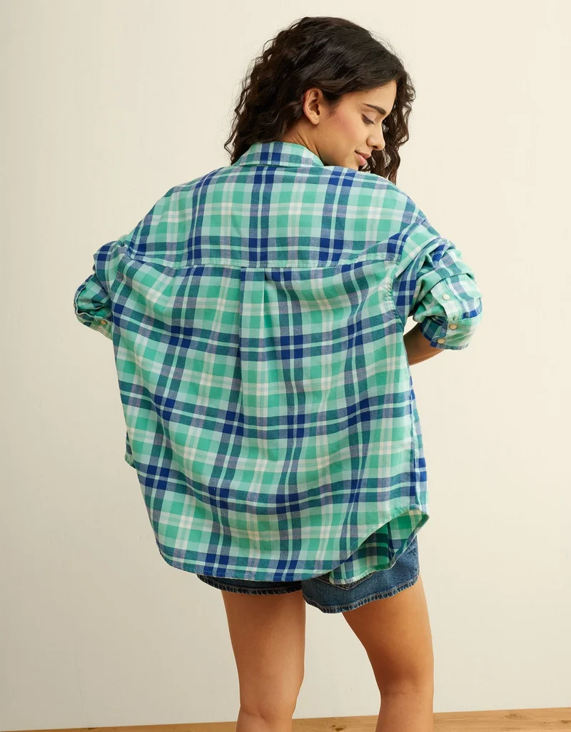 American Eagle  AE Oversized Flannel Shirt for Women | Best Price UAE