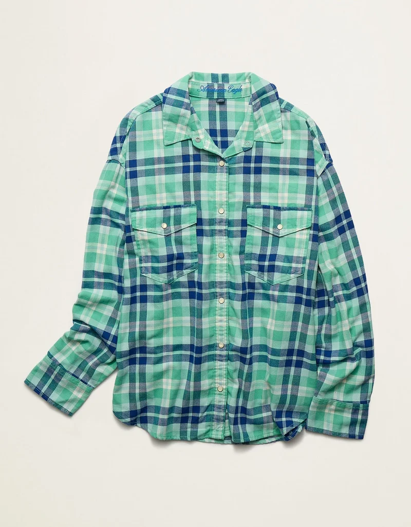 American Eagle  AE Oversized Flannel Shirt for Women | Best Price UAE