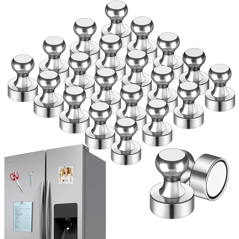 LOVIMAG Fridge Magnets 20Pcs Refrigerator Whiteboard Small Strong Magnet Classroom Kitchen Accessories Decorative Locker Set Decor Must Haves Office Calendar Refrigerador Magnetic Cute Crafts Silver
