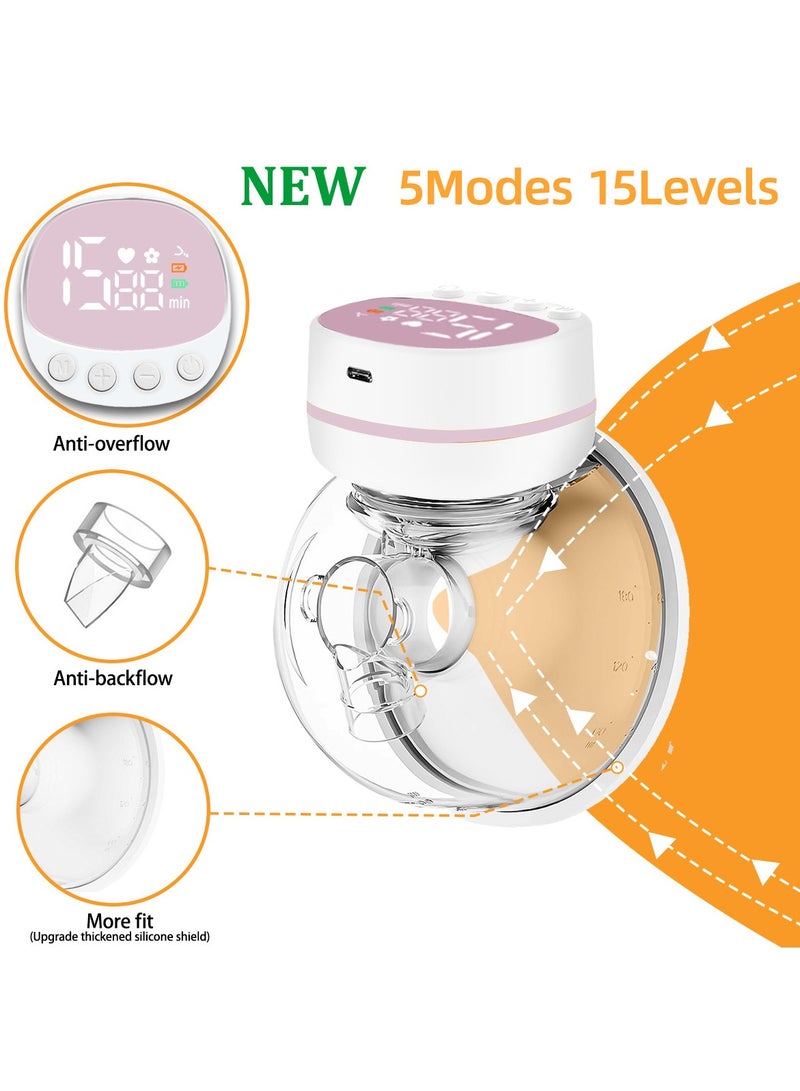 Breast Pump Hands Free Anti-Backflow Food-Grade Portable Low Noise Wireless Wearable Breastfeeding Pump with 5 Modes, 15 Levels. - view 3