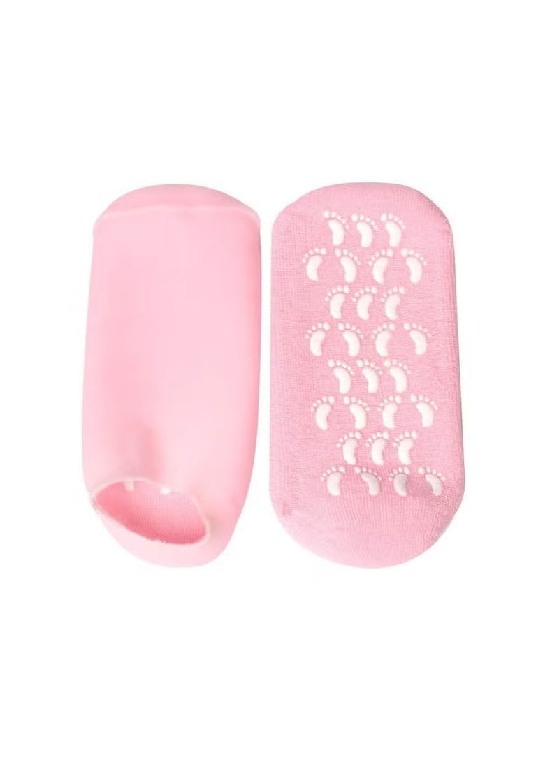 Two-pack moisturizing socks - silicone for dry, cracked feet for women - gel lotion to repair and soften dry, cracked skin on the feet, multi-colored - Image 3