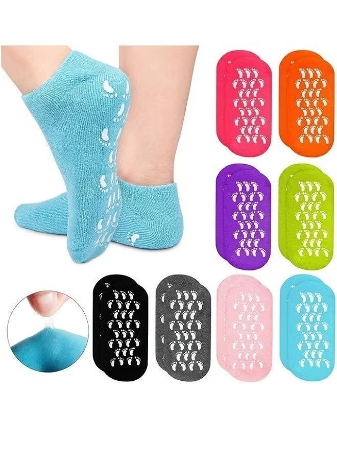Two-pack moisturizing socks - silicone for dry, cracked feet for women - gel lotion to repair and soften dry, cracked skin on the feet, multi-colored - Image 1