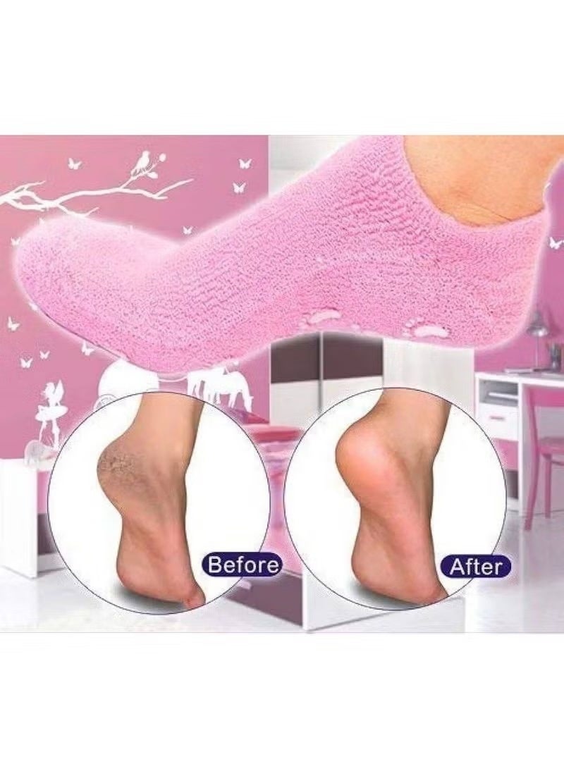 Two-pack moisturizing socks - silicone for dry, cracked feet for women - gel lotion to repair and soften dry, cracked skin on the feet, multi-colored - Image 2