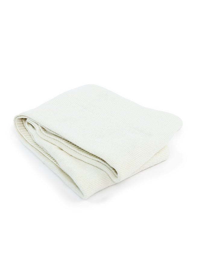 Pan Home Comfy Soft Cable Knit Baby Blanket 70x90cm - White - Image 1