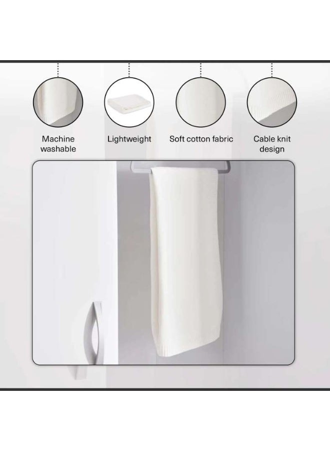 Pan Home بطانية أطفال مريحة وناعمة من نسيج الكابل مقاس 70×90 سم - بيضاء - Image 4