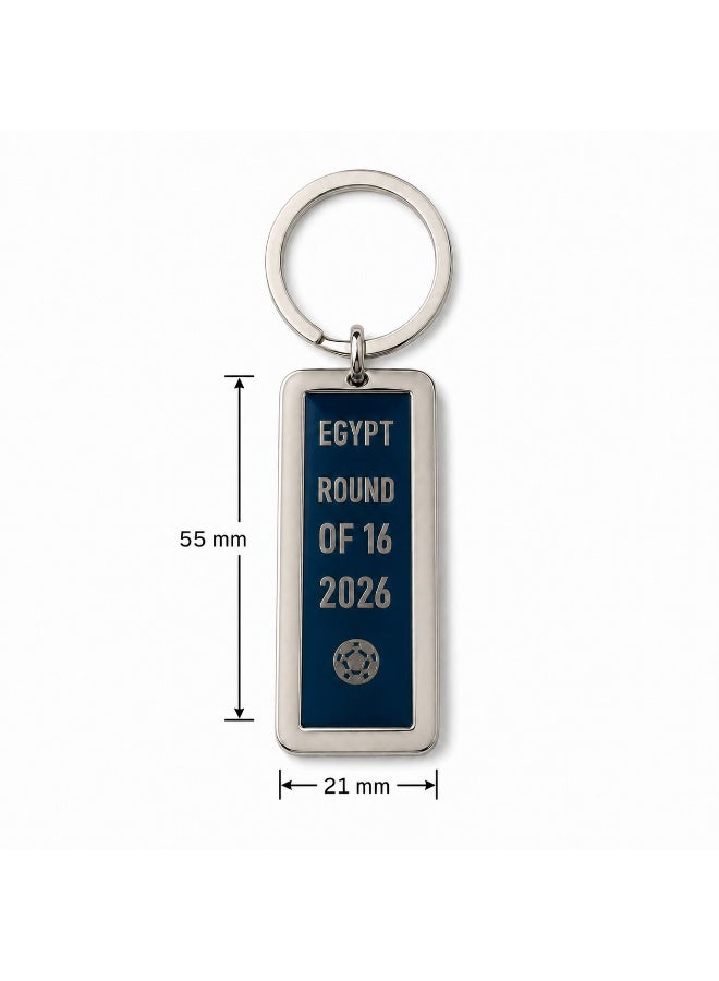 ميدالية مفاتيح معدنية تذكارية لمصر دور الـ16 2026 بإطار فضي بسيط - Image 2