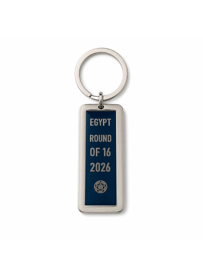 ميدالية مفاتيح معدنية تذكارية لمصر دور الـ16 2026 بإطار فضي بسيط - Image 1