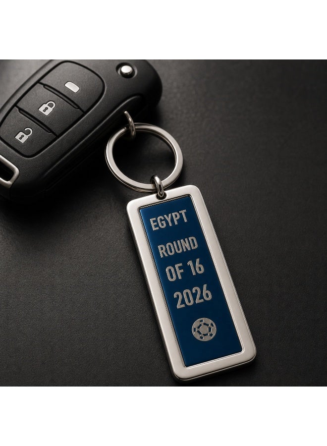 ميدالية مفاتيح معدنية تذكارية لمصر دور الـ16 2026 بإطار فضي بسيط - Image 4