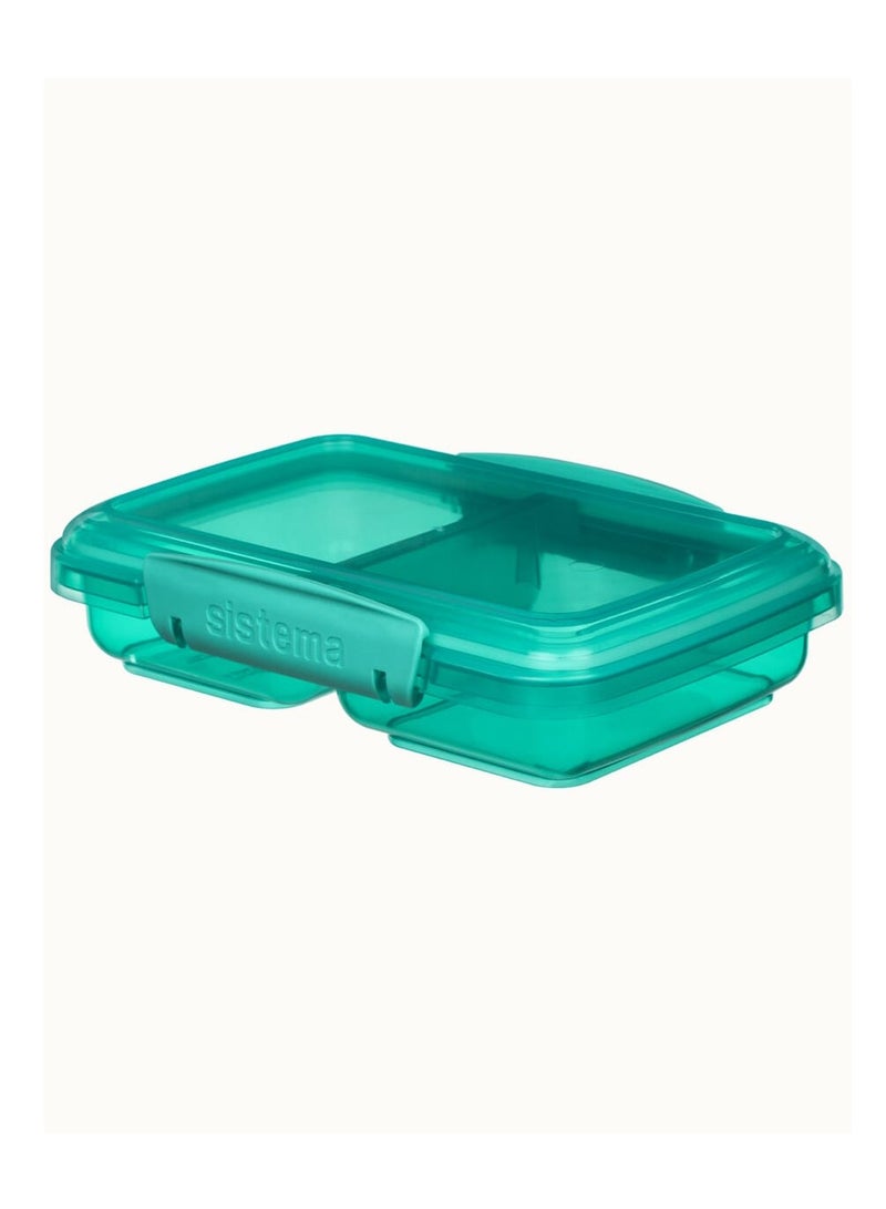 sistema Sistema Small Split Lunch Box – 350ML, Green, BPA-Free Food Container with Dual Compartments - Image 2