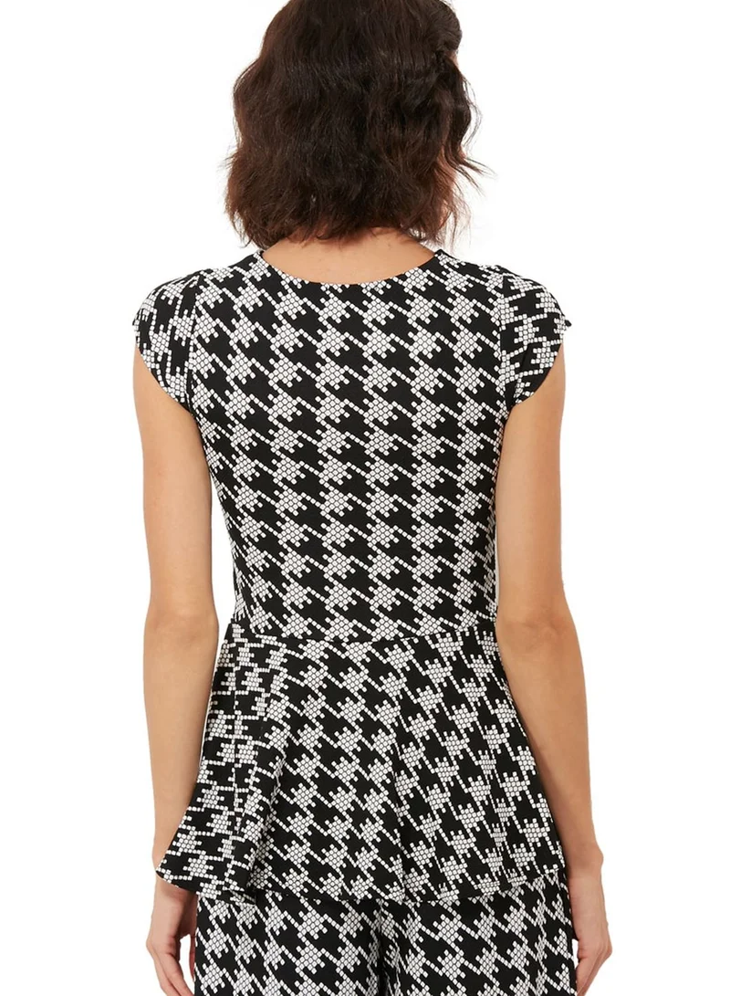 ELLA Houndstooth Peplum Top