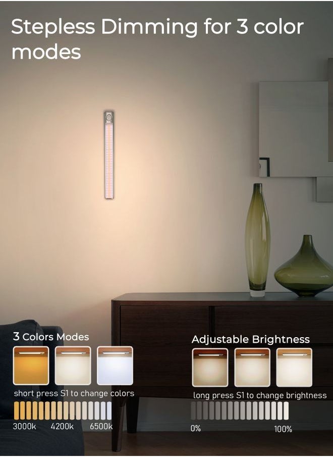 MERTTURM - MERTTURM 120LED Rechargeable Under Cabinet Lighting, Motion Sensor Closet Lights, 1800mAh Battery with Stepless Dimming, Magnetic Install for Wardrobe, Counter, Bedroom, Stairs, Kitchen, Hallway - Image 1