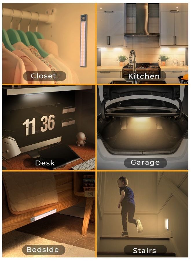MERTTURM - MERTTURM 120LED Rechargeable Under Cabinet Lighting, Motion Sensor Closet Lights, 1800mAh Battery with Stepless Dimming, Magnetic Install for Wardrobe, Counter, Bedroom, Stairs, Kitchen, Hallway - Image 1