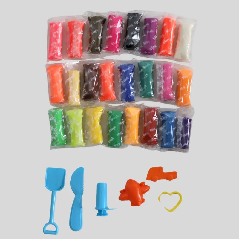 Creative Modelling Toys 24 Colors Super Light Clay With Tools In A Plastic Box- Pink