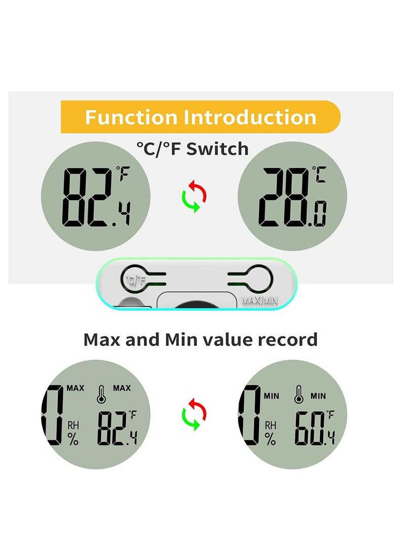 Excefore 2 PCS Mini Digital Hygrometer and Thermometer,Reptile Thermometer with Magnetic & Tablestand, Indoor Temperature Humidity Meter Gauge for Humidors Greenhouse Garden Cellar Closet Guitar Case Office  - Image 5