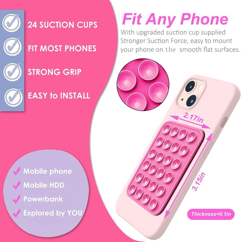 ChicAbode 2 Pack Silicone Suction Phone Case Adhesive Mount, Hands-Free, Strong Grip Holder for Selfies & Videos, Easy to Use, Hands-Free Sticky Phone Grip for iPhone and Android(Black) - Image 4