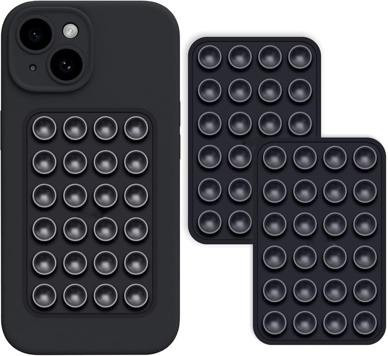 ChicAbode 2 Pack Silicone Suction Phone Case Adhesive Mount, Hands-Free, Strong Grip Holder for Selfies & Videos, Easy to Use, Hands-Free Sticky Phone Grip for iPhone and Android(Black) - Image 1