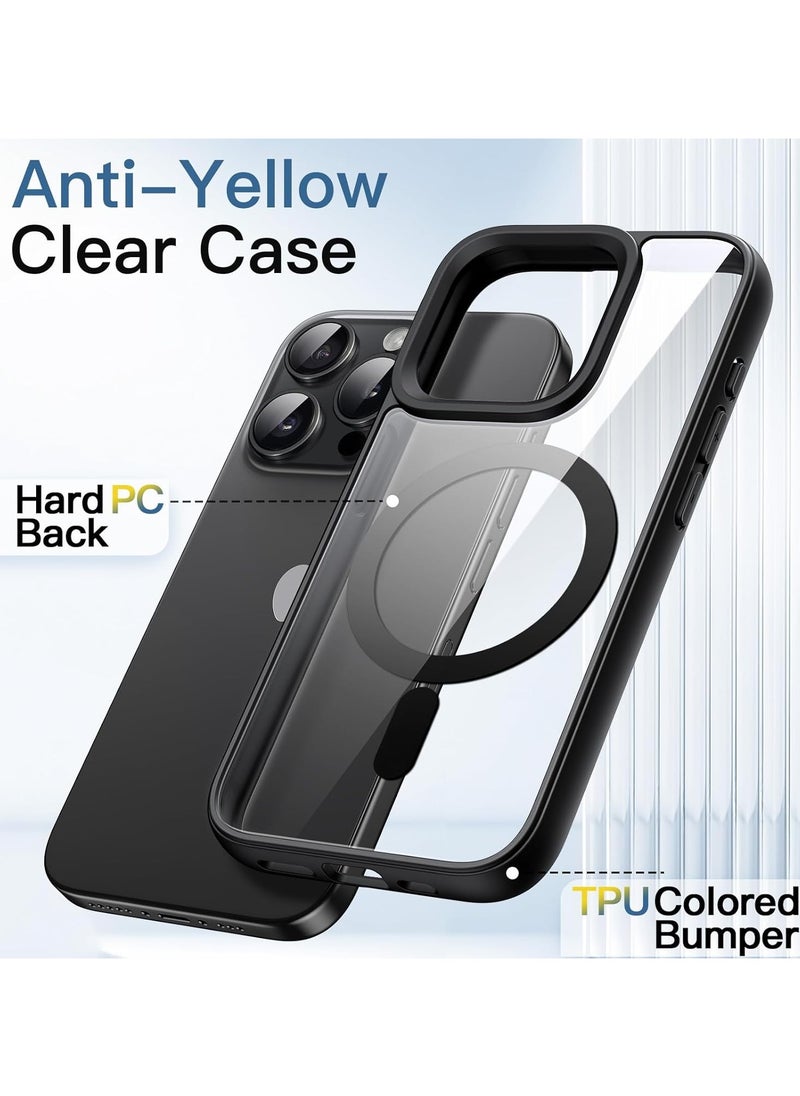 Denx - Magnetic Case for iPhone 15 Pro Case, Compatible with MagSafe, Plating Luxury Cover, Clear Soft TPU Shockproof Protective Phone Case, (Black) - Image 1