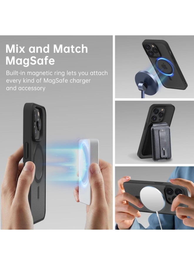 أكاليكس حافظة مغناطيسية لهاتف iPhone 15 Pro، متوافقة مع MagSafe، غطاء فاخر مطلي، حافظة هاتف شفافة ناعمة مقاومة للصدمات من مادة TPU، (أسود) - Image 4