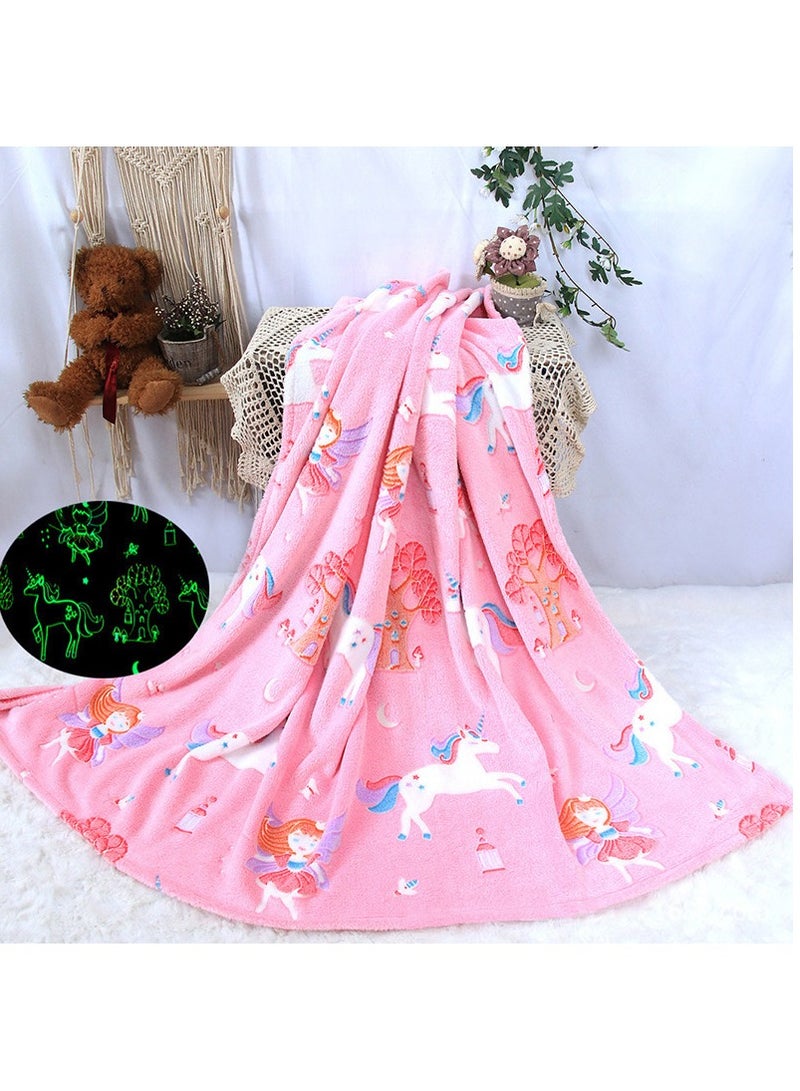 FASHION HOME Kids Glow in The Dark Blanket Soft Throw All Seasons for Couch Sofa Bed 150 x 120cm - Image 1