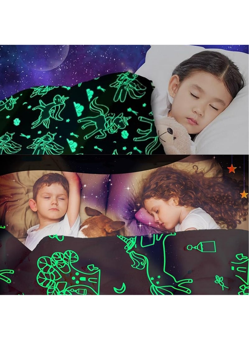 FASHION HOME Kids Glow in The Dark Blanket Soft Throw All Seasons for Couch Sofa Bed 150 x 120cm - Image 5