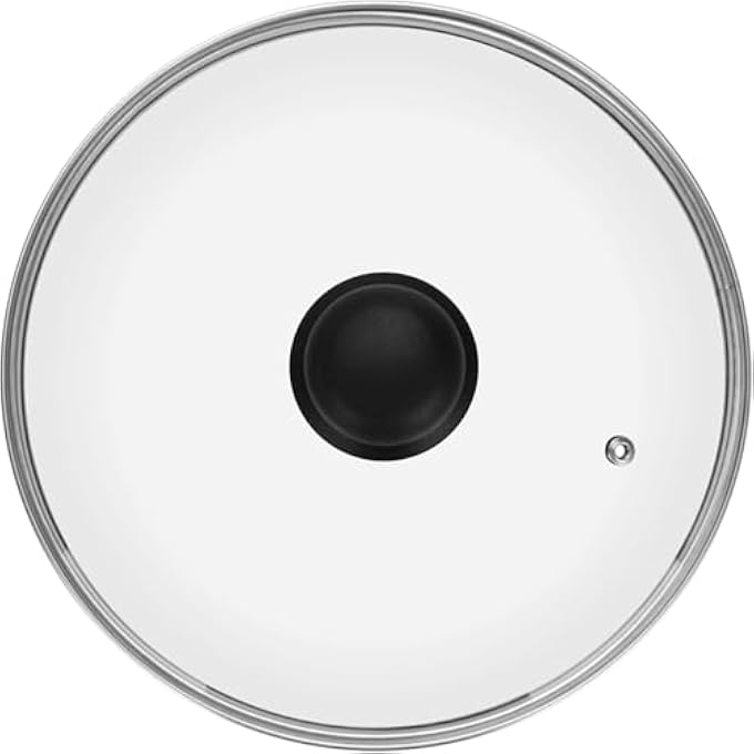 rayihni Tempered Glass Lid With Bakelite Knob Transparent Glass Cover With Stainless Steel Frame Equipped With Steam Release Vent Heat Resistant Cookware Universal Pans Pots Cover 20 Cm - Image 1