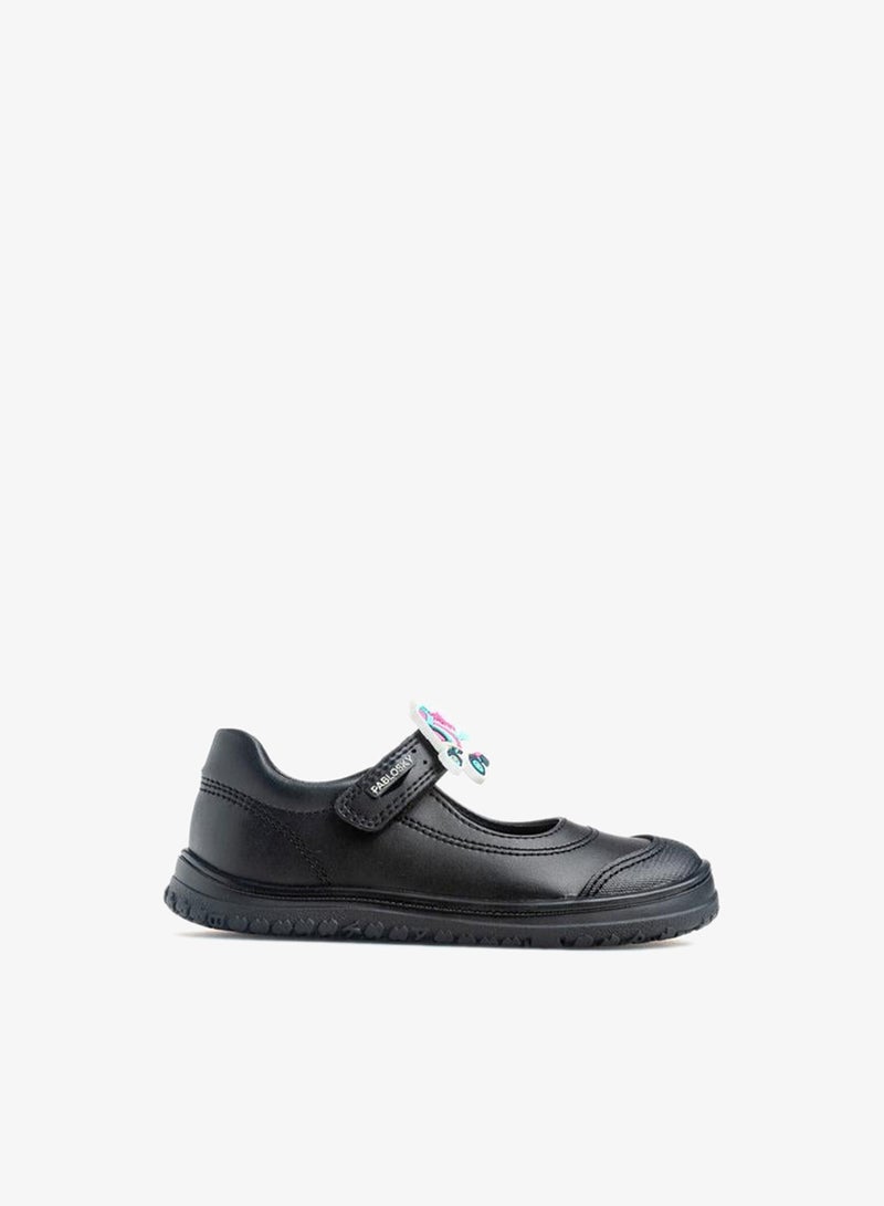 Pablosky Girls Applique Hook & Loop School Shoes - Image 1