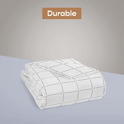 SleepyCat Duvet Cover, 100% Cotton 200TC Percale Combed Yarn, with Corner Ties & Coconut Button Closure, Oeko-TEX & AZO Free, (Double Size, 90x100 inches) Overboard Checks - Image 4