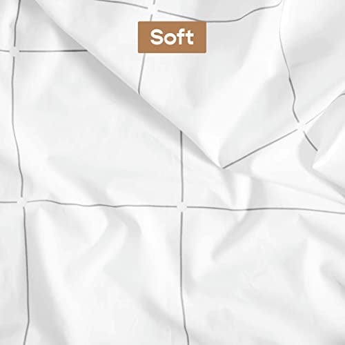 SleepyCat Duvet Cover, 100% Cotton 200TC Percale Combed Yarn, with Corner Ties & Coconut Button Closure, Oeko-TEX & AZO Free, (Double Size, 90x100 inches) Overboard Checks - Image 3
