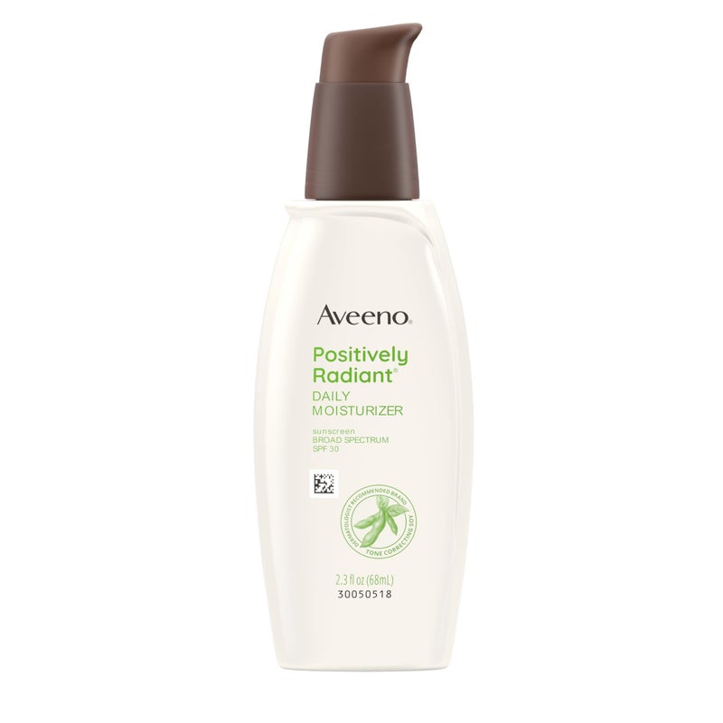 Aveeno Positively Radiant Face Moisturizer with SPF 30 Sunscreen, Hydrating Facial Moisturizer with Soy Extract to Visibly Improve Skin Tone and Texture, Hypoallergenic Formula, Oil-Free, 2.3 FL OZ - Image 1