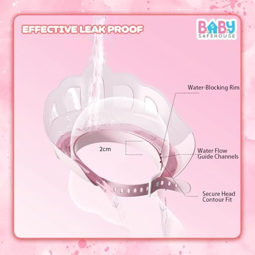 BabySafeHouse Shower Cap Shield for Kids, Bath Visor in Crown Shape to Protect Eyes & Ears of Toddlers and Children while Bathing, Silicon Shampoo Hat (Pink Color) - Image 4