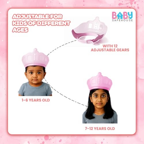 BabySafeHouse Shower Cap Shield for Kids, Bath Visor in Crown Shape to Protect Eyes & Ears of Toddlers and Children while Bathing, Silicon Shampoo Hat (Pink Color) - Image 5