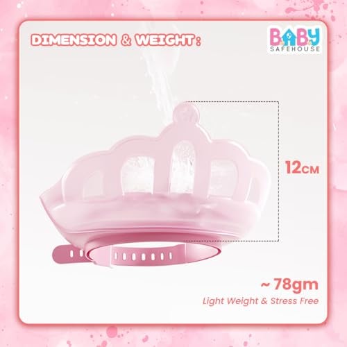 BabySafeHouse Shower Cap Shield for Kids, Bath Visor in Crown Shape to Protect Eyes & Ears of Toddlers and Children while Bathing, Silicon Shampoo Hat (Pink Color) - Image 2