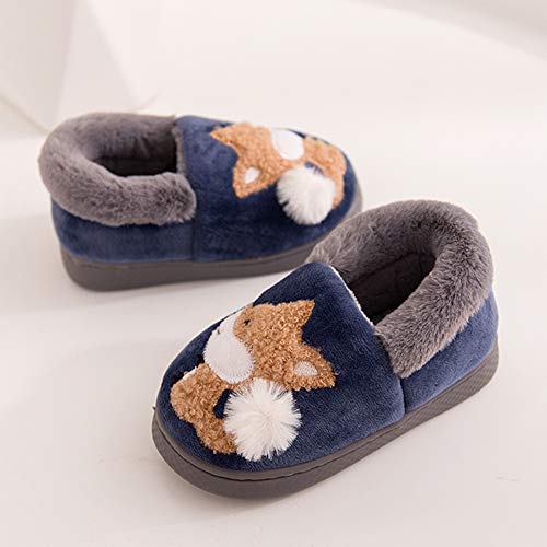 Ainikas Toddler Boys Girls Slippers Fluffy Little Kids House Slippers Warm Cute Animal Home Slipper, Navy Blue 8-9 Toddler - Image 2