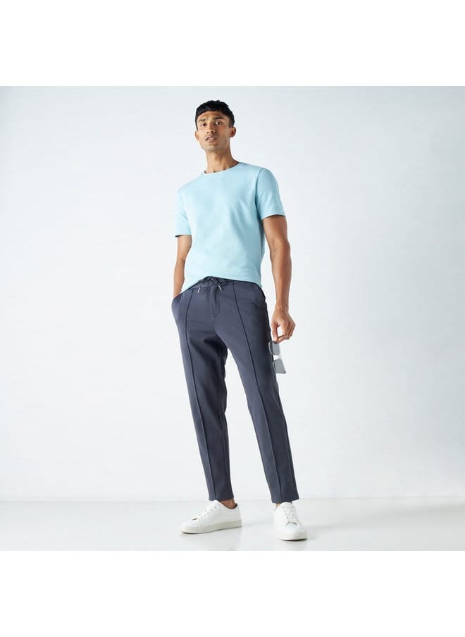 Iconic Iconic Textured T-shirt with Crew Neck and Short Sleeves  - Image 2