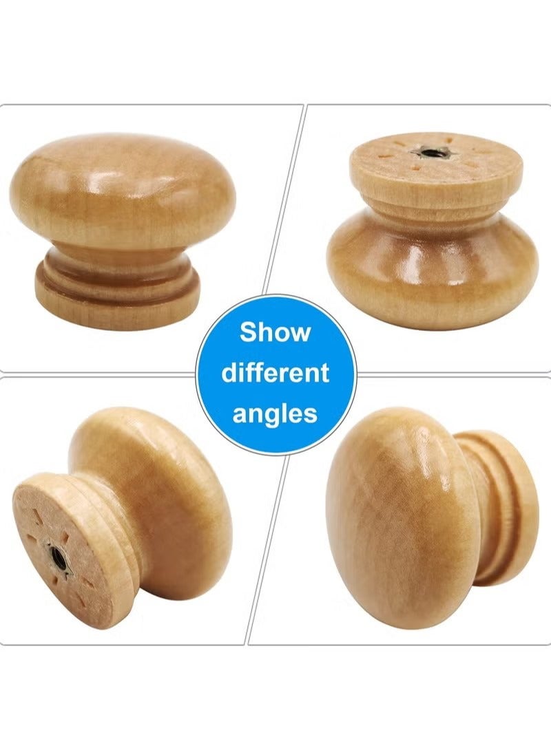 Round Wood Cabinet Knobs, Mushroom Shape Wooden Pulls, Knobs for Drawer Dresser Cupboard Wardrobe Mushroom Shape (12pcs, Diameter: 1.34 Inch, Height: 1 Inch) - Image 2