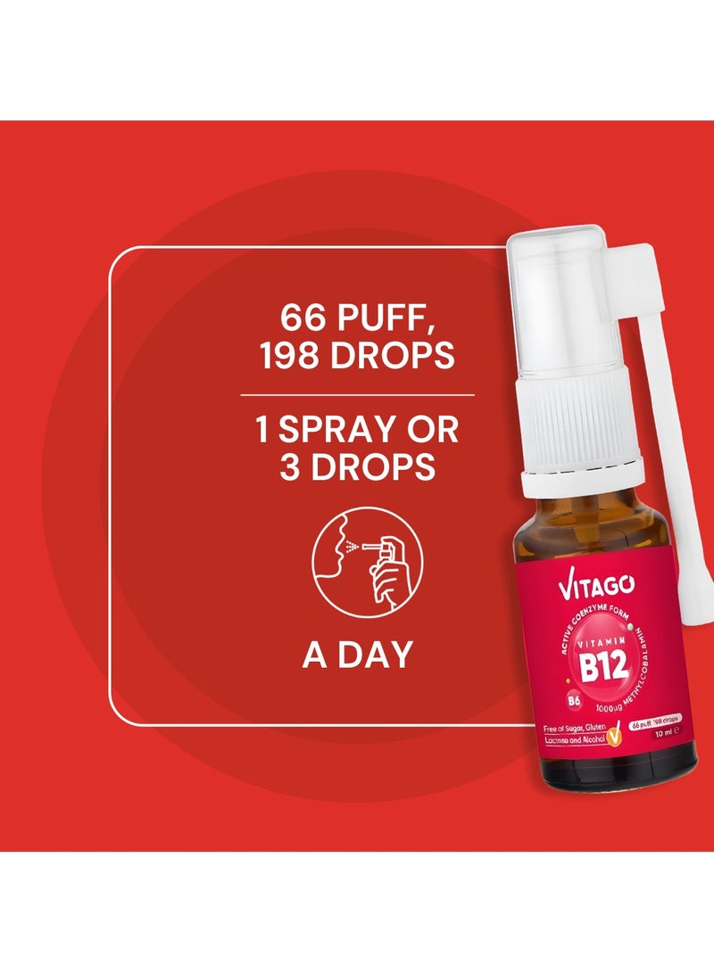 Vitamin B12 & B6 Spray- 1000 mcg, Drops/Spray-  10ml